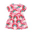 thumbnail image 4 of Kids Cute Tshirt Dresses Girls Short Sleeve Toddler Dresses 4t Rainbow Cotton School Summer Casual Outfits, Pink, 3 Years, 4 of 6