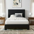 thumbnail image 2 of Einfach Twin Bed Frame, Platform Bed Frame with Panel Upholstered Velvet Headboard, Black, 2 of 7