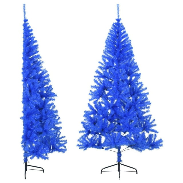 vidaXL Demi-Arbre de Noël Artificiel avec Support Bleu 240 cm PVC