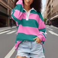 thumbnail image 5 of Tops Women Long Sleeve Oversized Shirt Loose Collared Preppy Pullover, 5 of 8