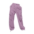 thumbnail image 6 of CPNG Girls Casual Baggy Cargo Pants Straight Wide Leg Cargo Pants Loose Elastic Waist Fashion Drawstring Cargo Trousers(Light Violet,13-14 Years), 6 of 7
