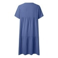 thumbnail image 5 of Kcodviy Robe Femme Décontractée Unie Robe Portefeuille Femme Été Couleur Manches Courtes V Robe Courte Décontractée pour Femmes Col Couture Robe Ample, 5 of 5