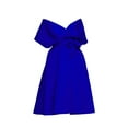 thumbnail image 4 of B91xZ Robe Midi Formelle Dresses Décontractée à Manches Courtes Col Rond Taille Élastique Smockée à Volants pour Femmes, Bleu L, 4 of 4