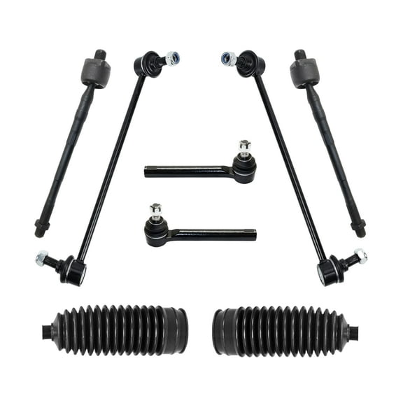 PartsW - 8 Pc Front Suspension Kit Inner & Outer Tie Rod Ends with Steering Gear Bellows, Stabilizer Sway Bar Links Fits Nissan Murano 2005-2007//