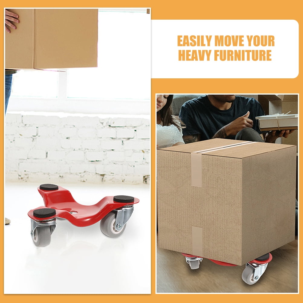 CRILSTYLEO 3Pcs Red Furniture Mover Dolly Metal 3 Wheel Design for Moving Heavy Appliances
