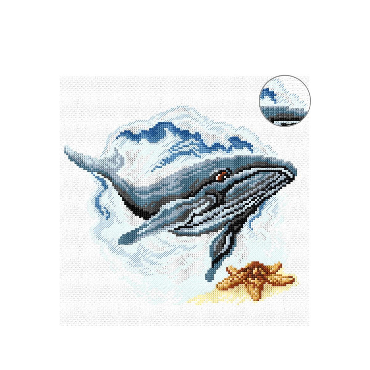 Orchidea Whale Watercolor Style Counted Cross-Stitch Kit