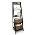 thumbnail image 2 of Pemberly Row Modern Solid Wood 5-Shelves Ladder Bookcase in Black, 2 of 7