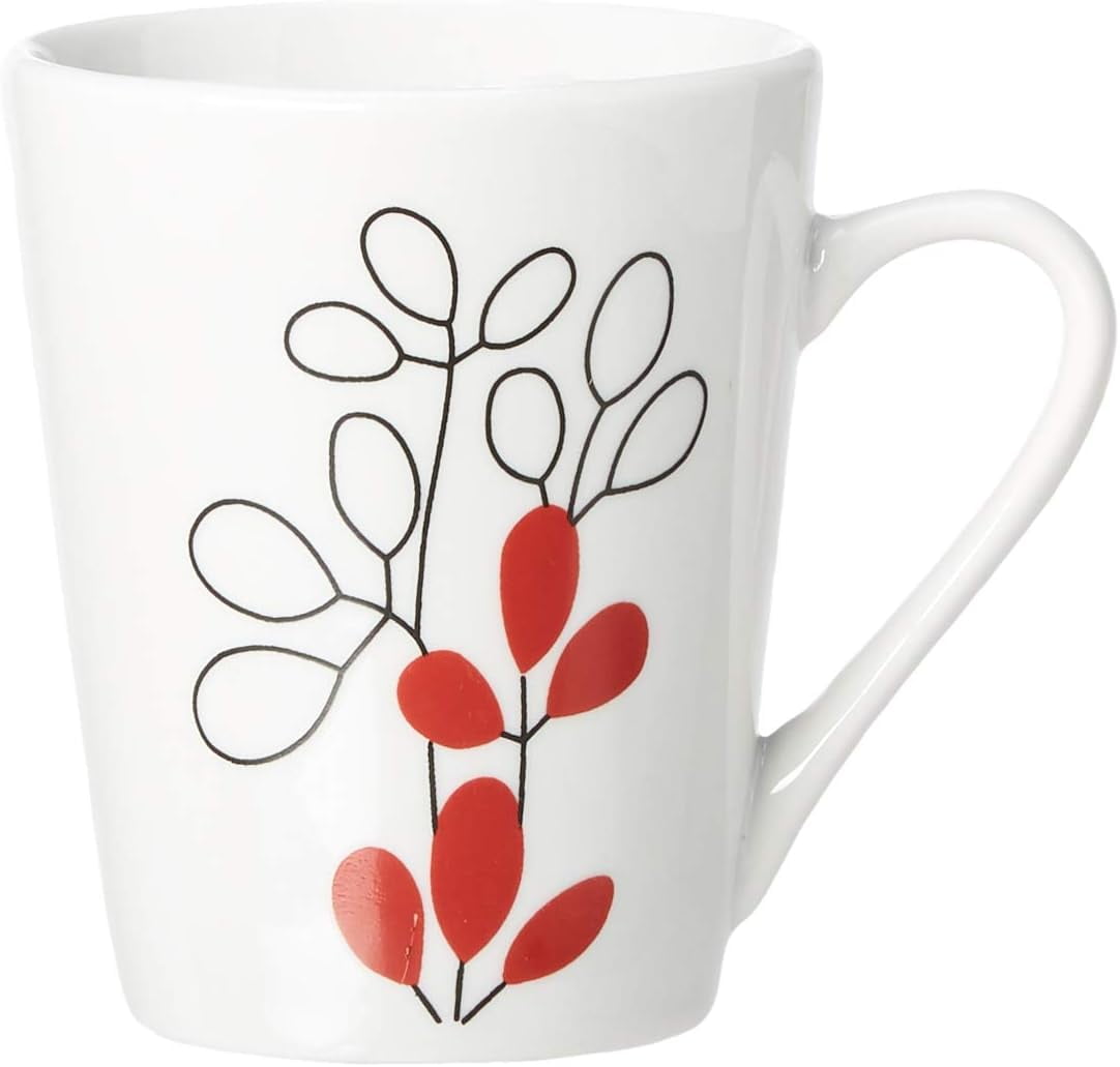 Gibson Scarlet Leaves 12-Piece Porcelain Dinnerware Set – Red & Gray Leaf Design, Service for 4 – Microwave & Dishwasher Safe