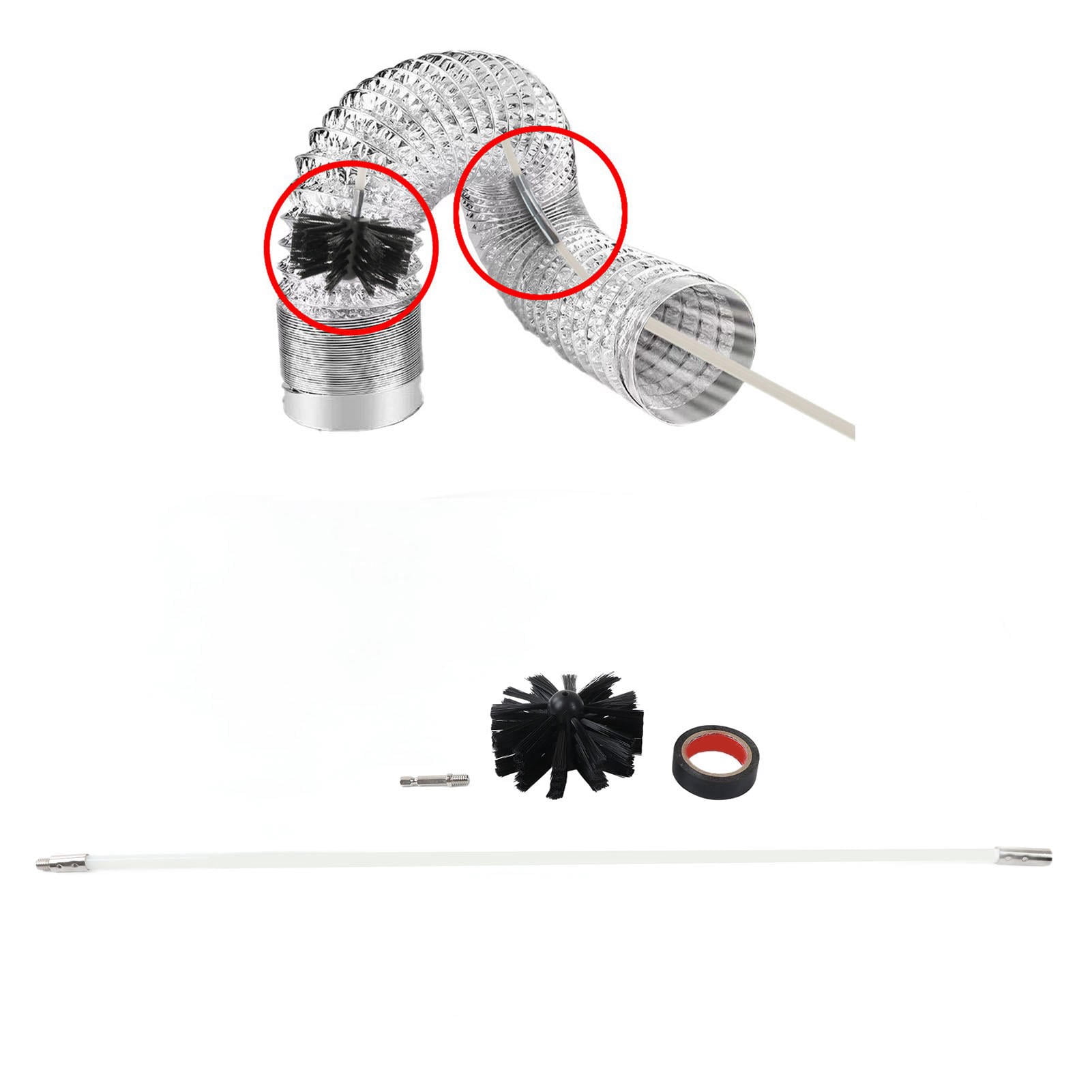 Xirurus 9‑Piece Flexible 24.6‑Inch Vent & Dryer Pipe Lint Cleaner Kit – Drill‑Compatible, Durable PP Brush, 7‑Rod Set, Ideal for Dryer, Hose & Pipe Maintenance