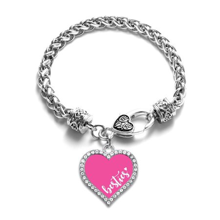 Pink Besties Open Heart Charm Bracelet For Best (Best Of Open Heart With Rk)