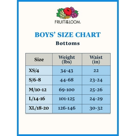 fruit of the loom undershirt size chart