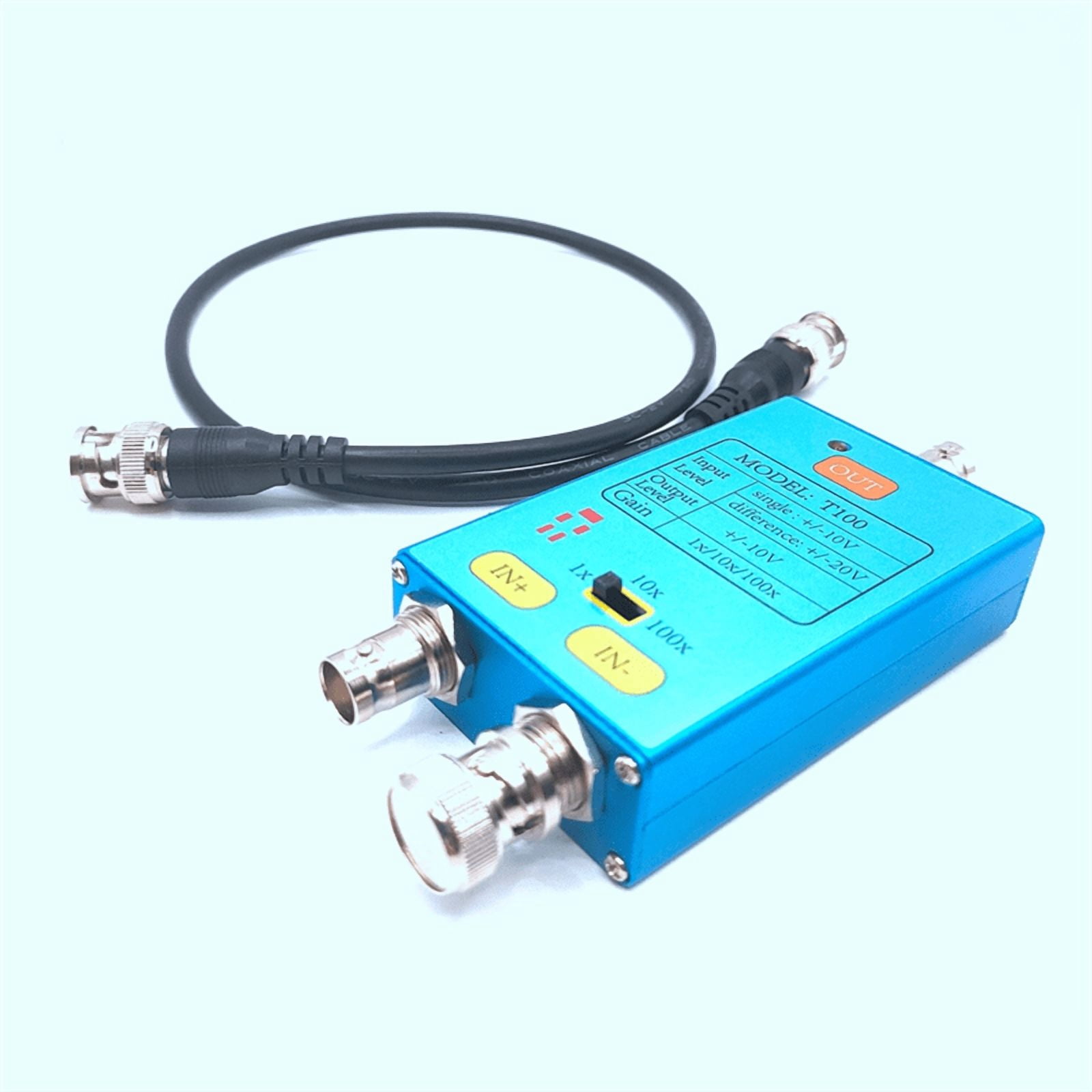 10M Bandwidth Oscilloscope Differential Gain Split Probes Weak Electrical Signal Measurement Tool 100X Signals Amplifier,1 x Host 1 x 0.5m BNC Straight Cable 1 x BNC Shorting Cap,Blue