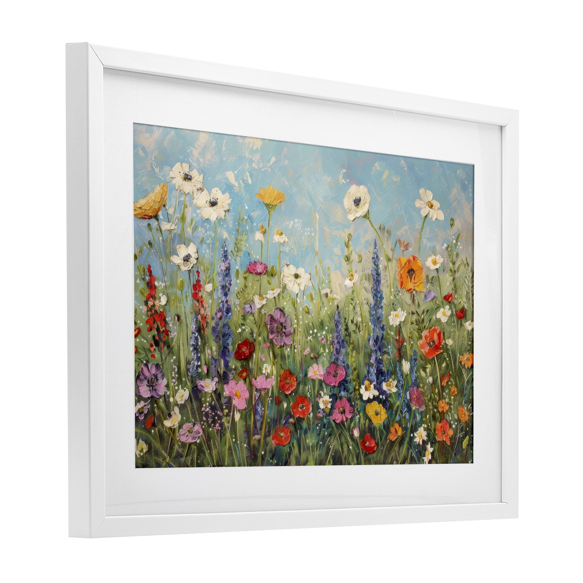 Stupell Industries Wildflower Field of Spring Blooms White Framed Print Under Glass, design by Creative Studio