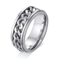 thumbnail image 6 of EOEMY 8mm Spinner Silver Chain High Polished Men'S Band Stainless Steel Ring Size 7-12, 6 of 7