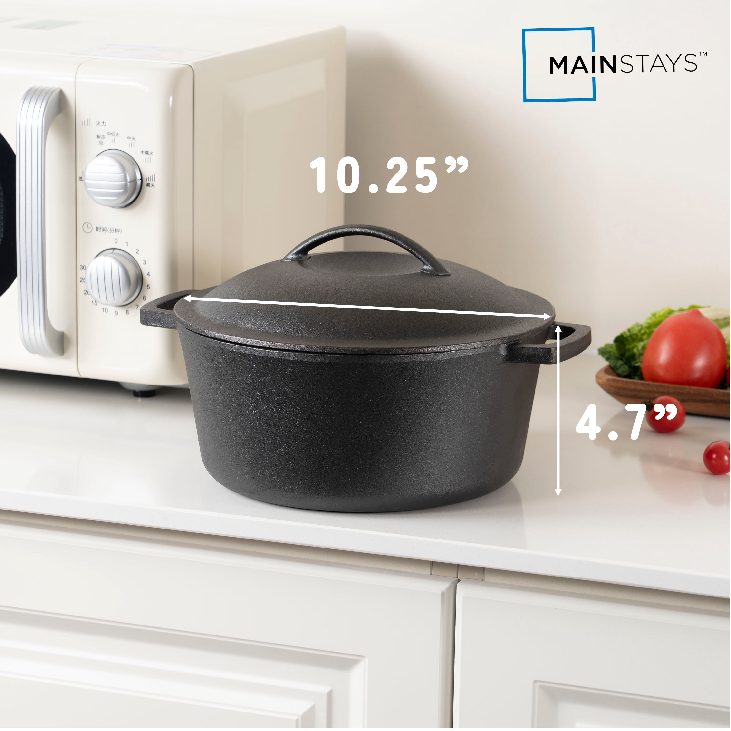 Mainstays 5 Quart Pre-Seasoned Cast Iron Dutch Oven Black