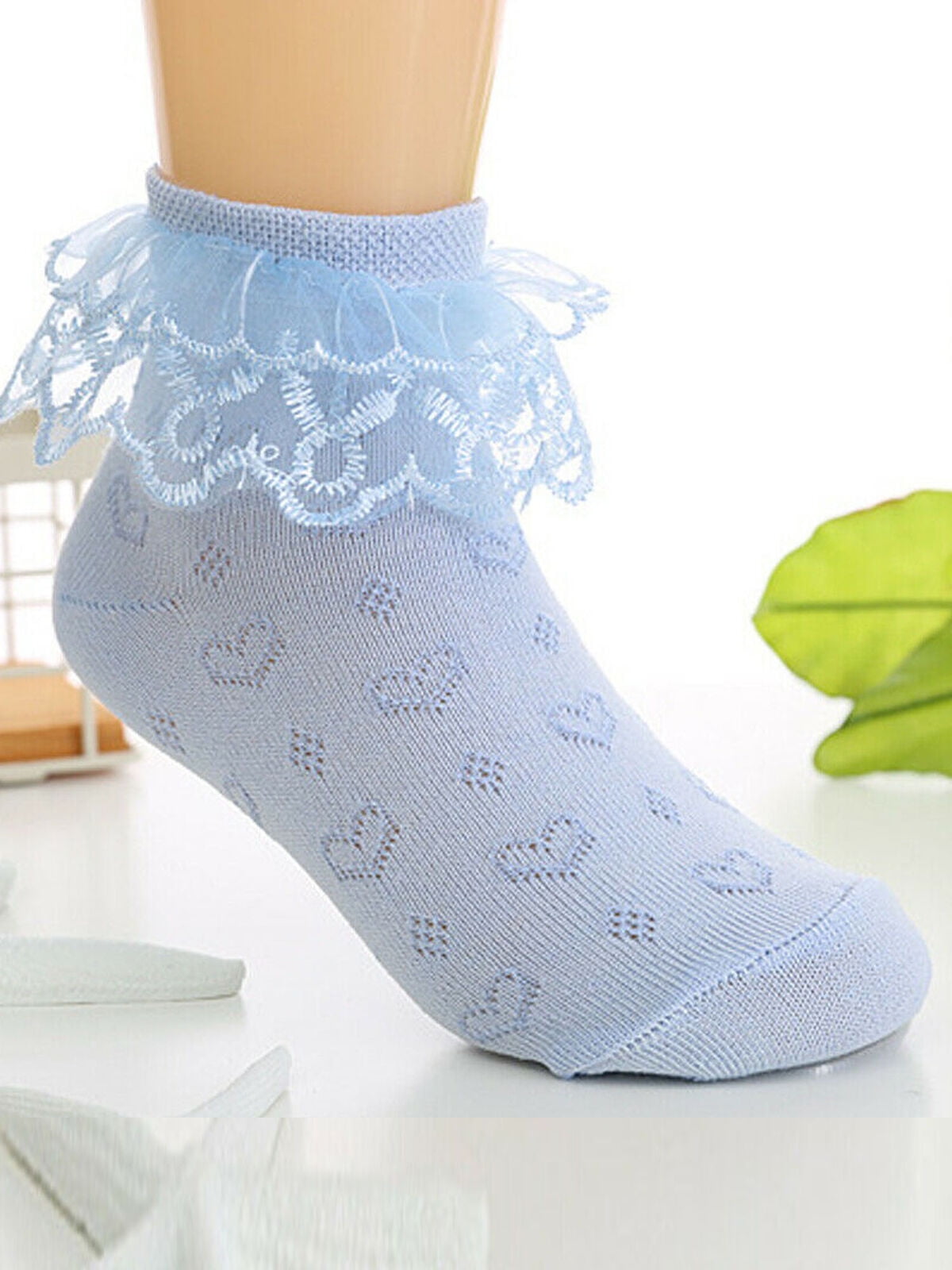 Kids Baby Girls Lace Ruffle Ankle Socks Princess Anti Slip Short Tutu Socks 
