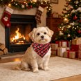 thumbnail image 5 of Christmas Pet Bandana, 23.6in Plaid Snowflake Triangle Scarf for Dogs & Cats, Holiday Party Outfit, Red, 5 of 6