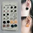 thumbnail image 2 of UDIYO 12 Pairs Ear Studs Simple Wear-resistant Women Round Rhinestone Flower Earrings Set for Party, 2 of 7