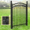 thumbnail image 2 of CAPHAUS 76FT Heavy Duty Pinnacle Fence Barrier Kit, Anti-Rust Metal Steel Fence with 5FT Height X 6FT Width Panels, with Arched Fence Gate, Posts, Connectors, Outdoor Fencing for Yard, 2 of 9