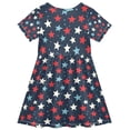 thumbnail image 2 of FORMRS Girls Short Sleeve Dress Summer Casual Round Neck A-line Beach Sundress, Sizes 2T-8T, Red White Stars, 2 of 8