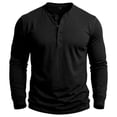 thumbnail image 6 of Stamzod Long Sleeve Henley Shirts for Men Casual Pullover Button Up Shirt Soft Home Cotton Oversized Tshirts Black L, 6 of 10