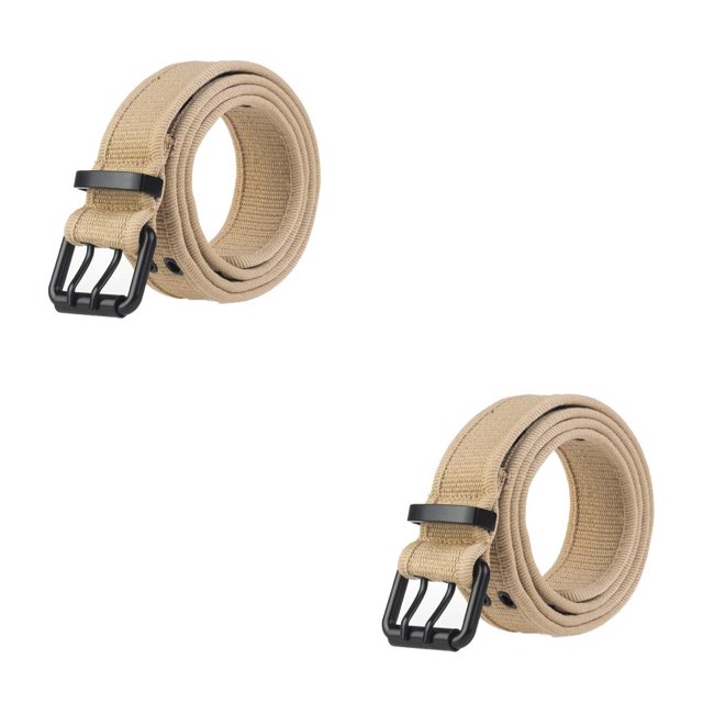 Qarigey Cinturón de cintura Cinturones ajustables Accesorio de moda Faja transpirable con hebilla de metal Correa de negocios al aire libre Caqui 2piezas