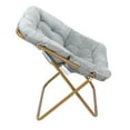 thumbnail image 5 of Emma + Oliver Oversized Faux Fur Folding Saucer Chair with Ottoman for Dorm, Bedroom, Gray Faux Fur/Soft Gold Frame, 5 of 13