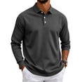 thumbnail image 3 of Mens Casual Quick Dry Long Sleeve Golf Shirt | Breathable Collared Stretch Lightweight Top,Hiking,Stretch,Business Casual,Vacation,Moisture Wicking,Mens Polo Shirts, L, 3 of 9