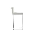 thumbnail image 3 of Pemberly Row 30" Modern Faux Leather & Polished Steel Bar Stool in White, 3 of 5