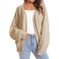 thumbnail image 1 of Cárdigan de Punto Grueso para Mujer, Larga, Cuello en V, Botones, con Bolsillo, para Otoño e Invierno Caqui M, 1 of 8