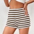 thumbnail image 3 of Costeam Womens Horizontal Striped Textured Knit Shorts High Rise Elastic Waist Slim Fit Stretch Breathable Lightweight Casual Workout Running Athletic Short Bottoms, 3 of 6