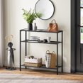 thumbnail image 3 of 29.5" Narrow Console Table, 3-Tier Tempered Glass Sofa Table, Small Side Table, Modern Entryway Table, for Entrance, Living Room, Foyer, Hallway Bedroom, Black, 3 of 8