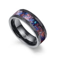 thumbnail image 2 of JQUEEN 8mm Tungsten Ring for Men Wedding Band Galaxy Opal Ring Black Promise Ring Hammered Edge, 2 of 5