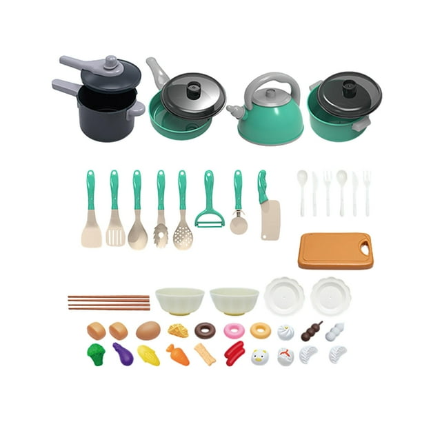 Juego de cocina, accesorios de cocina y olla a presión de para alimentos con ollas y sartenes, juguete de cocina de imitación para regalo de , 45 45 piezas