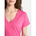 thumbnail image 4 of Time and Tru Women's Slub V Neck Tee with Short Sleeves, Sizes XS-XXXL, 4 of 5