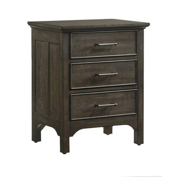 Intercon Nightstand, 3 Drawer in Brushed Charcoal