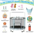 thumbnail image 5 of MOOSENG Round Kids Trampoline, Bouncing Trampoline with Safety Enclosure Net, Adjustable Height Handrail, 500lbs Capacity, Designs for Boys & Girls, 7-in-1, 55” (Blue Football), 5 of 10