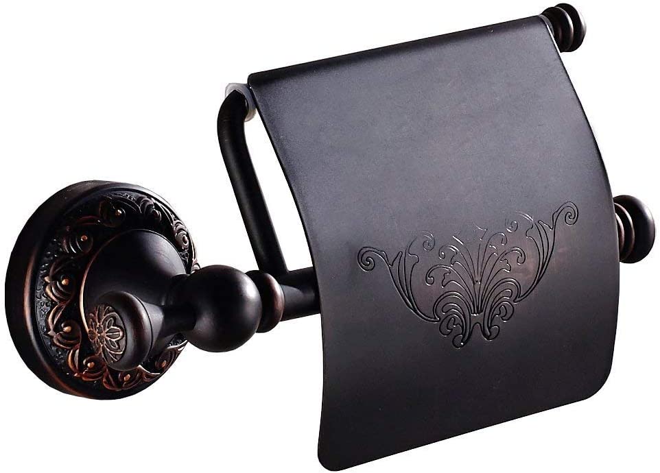 Oil Rubbed Bronze Towel Hooks and Toilet Paper Holder Set Retro Brass Coat Hook Tissue Roll Holder for Bathroom