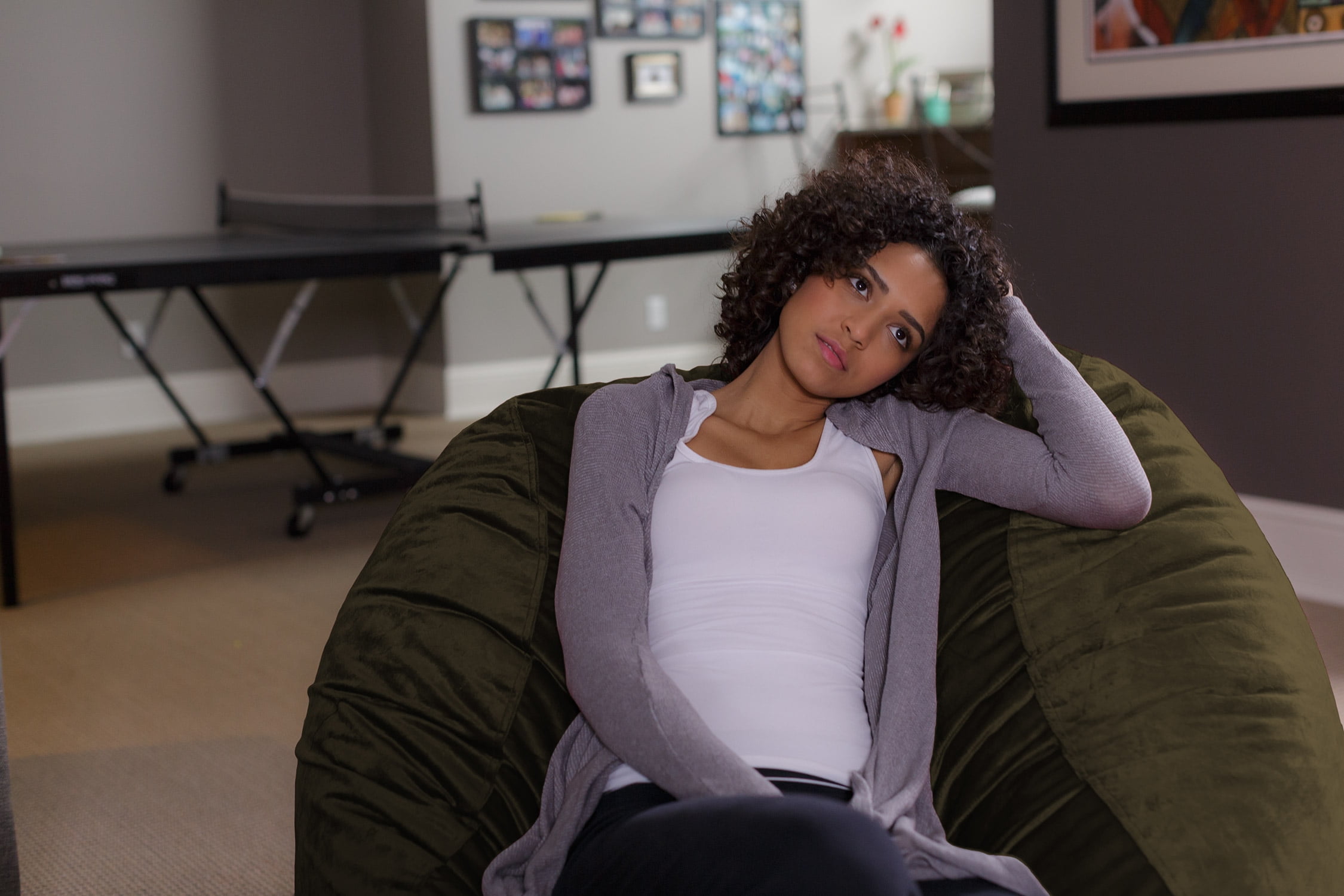 Sofa Sack Bean Bag Chair, Memory Foam Lounger with Microsuede Cover, Kids, Adults, 4 ft, Olive