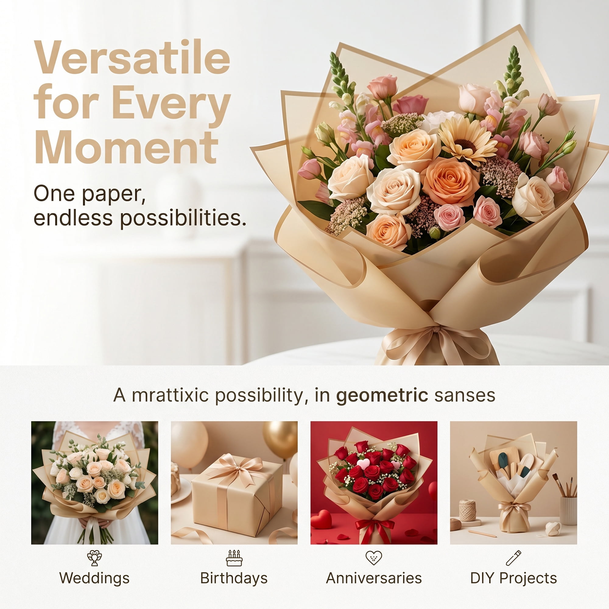 Unique Bargains 20Pcs Waterproof Matte Gift Wrapping Paper Sheets Khaki Grey 22" x 22"