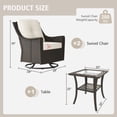 thumbnail image 3 of GAZEBETER 3-Piece Rattan Patio Furniture Set,2 Rocking Chairs + 1 Glass Top Coffee Table,Outdoor Wicker Conversation Set with Waterproof Cushions for Garden,Porch,Balcony,Deck（Beige), 3 of 9