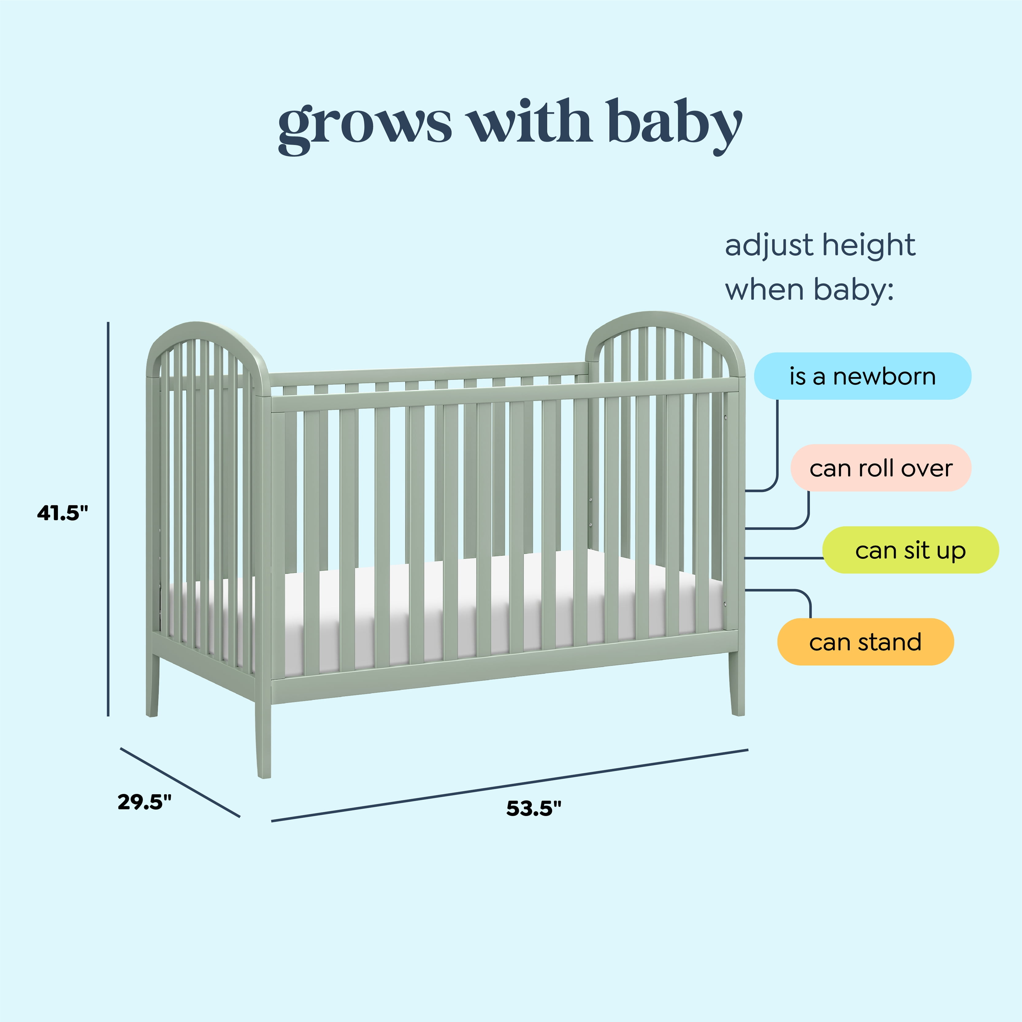 daVinci Beau 3-in-1 Convertible Crib in Light Sage