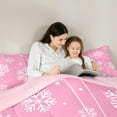 thumbnail image 6 of Manfei Girly Pink Snowflake Bedding Comforter Set, Merry Christmas Twin Comforter Sets, Teens Boys Girls Kids Reversible Bedding Set, Lightweight Room Decor, 2pcs, 6 of 9