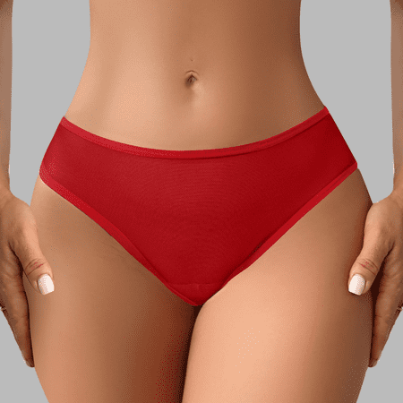 Fulorrnie Women s Sheer Mesh Breathable Panties No Roll Waistband Full Coverage Underwear Summer Lingerie Briefs  Red  XS