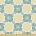thumbnail image 1 of Vintage Upholstery Fabric by the Yard, Damask with Lace Look Floral Motif on Polka Dots, Decorative Fabric for DIY and Home Accents, Sea Blue Pastel Yellow by Ambesonne, 1 of 5