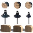 thumbnail image 1 of Round 3pcs Corner Round Over Router Bit 1/4 Inch Shank with Bearing Woodworking Milling Cutter, 1 of 7