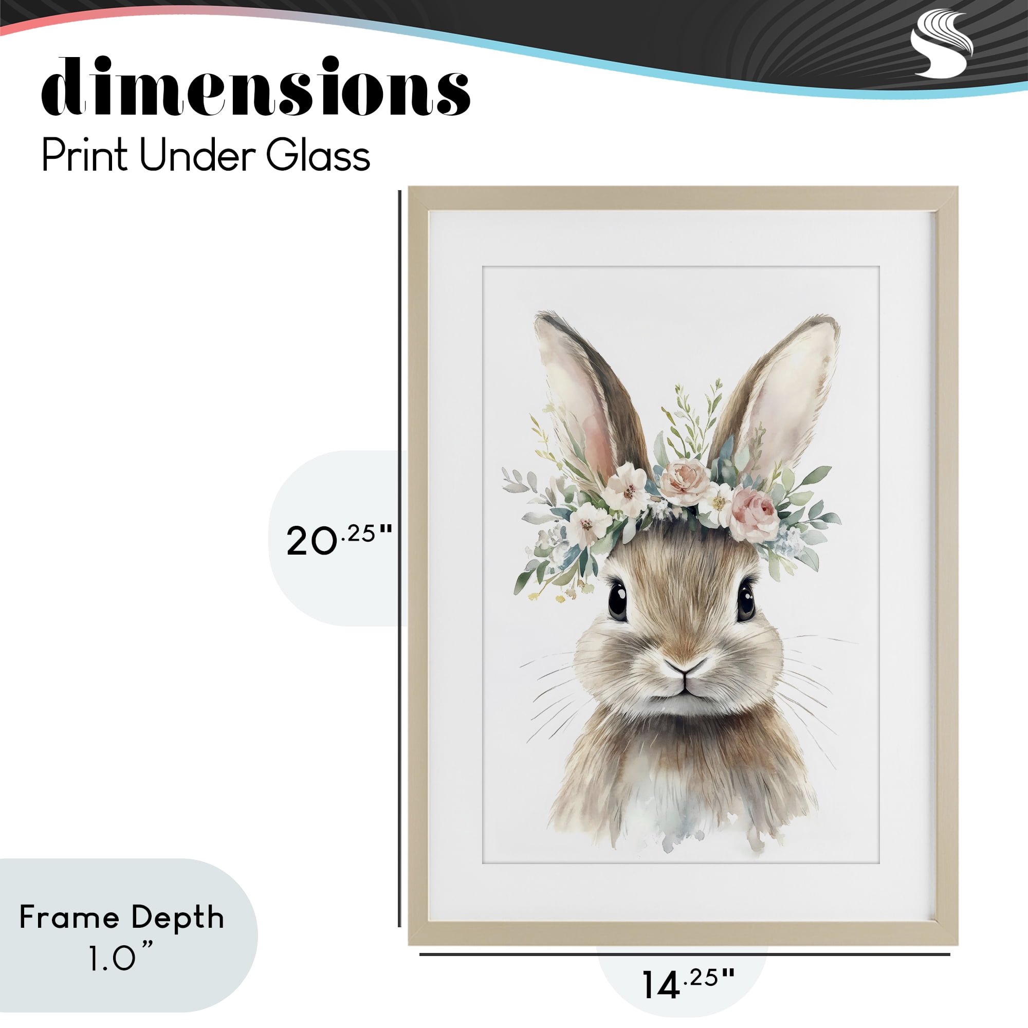 Stupell Industries Flower Adorned Baby Rabbit Birch Framed Print Under Glass, design by Creative Studio