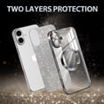 thumbnail image 2 of Casetego for iPhone 16 Case,Compatible with MagSafe,Clear Magnetic Glitter Gradient Sparkle Luxury Plated Soft TPU Bumper Full Camera Lens Protector,Black, 2 of 7