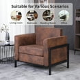 thumbnail image 5 of Walsport Faux Leather Reading Accent Chair with Metal Frame, Upholstered Wide Armchair, Single Sofa Chair for Living Room,Bedroom(Brown), 5 of 7