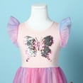 thumbnail image 2 of Bellafa Little Girls Sequin Tulle Dresses Princess Flutter Sleeve Tutu Dress For 2-8Y Toddler Girl Casual Party Dress, 2 of 7